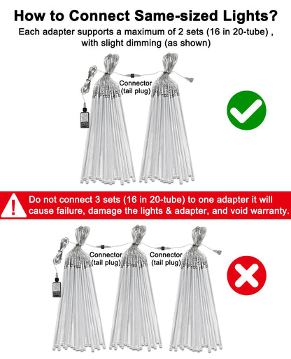 EAGWELL Christmas Lights Outdoor 16 Inch Meteor Shower Rain String Lighting, 20 Tube 960 LEDs Icicle Tree String Decor for Halloween Yard Party Patio Xmas Decoration,Blue