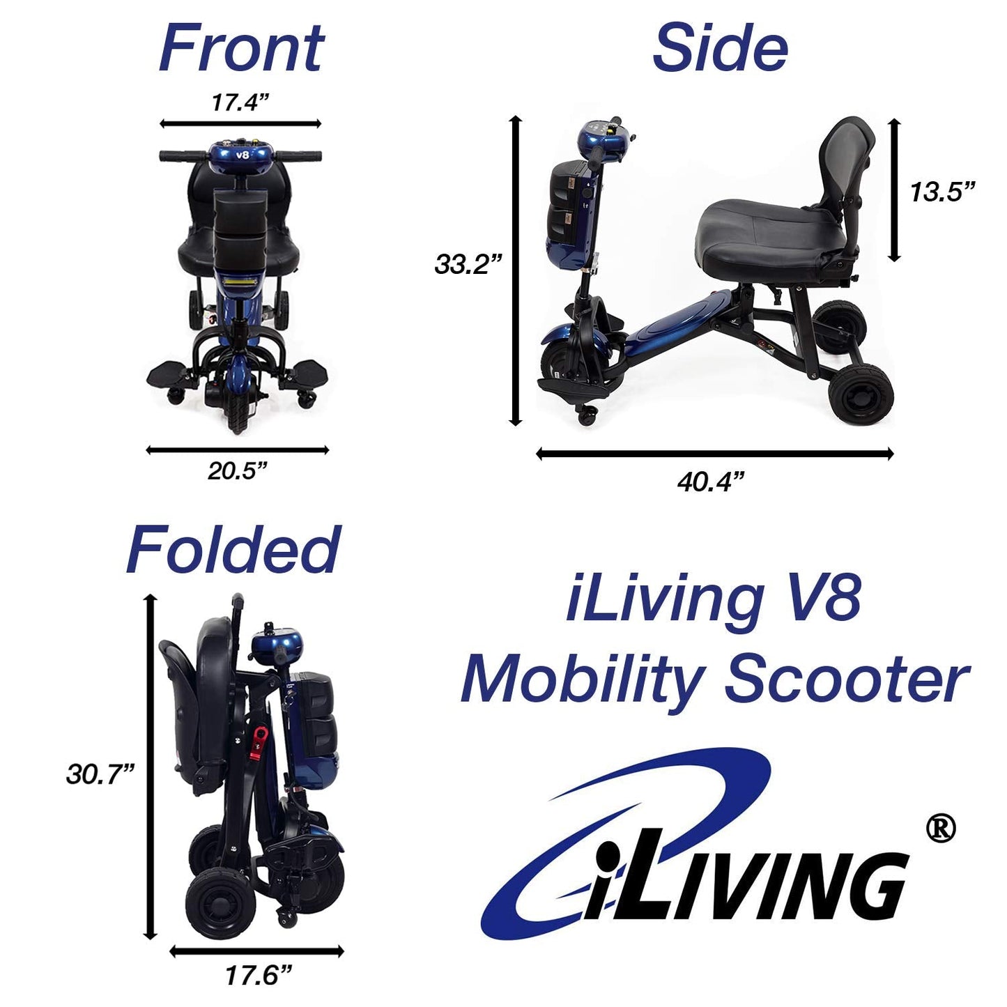 iLiving V8 Foldable Electric Mobility Scooter