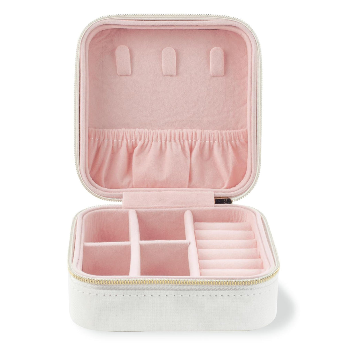 kate spade new york Small Travel Jewelry Case, White Wedding Jewelry Box to Organize Rings, Necklaces, Earrings, Miss to Mrs