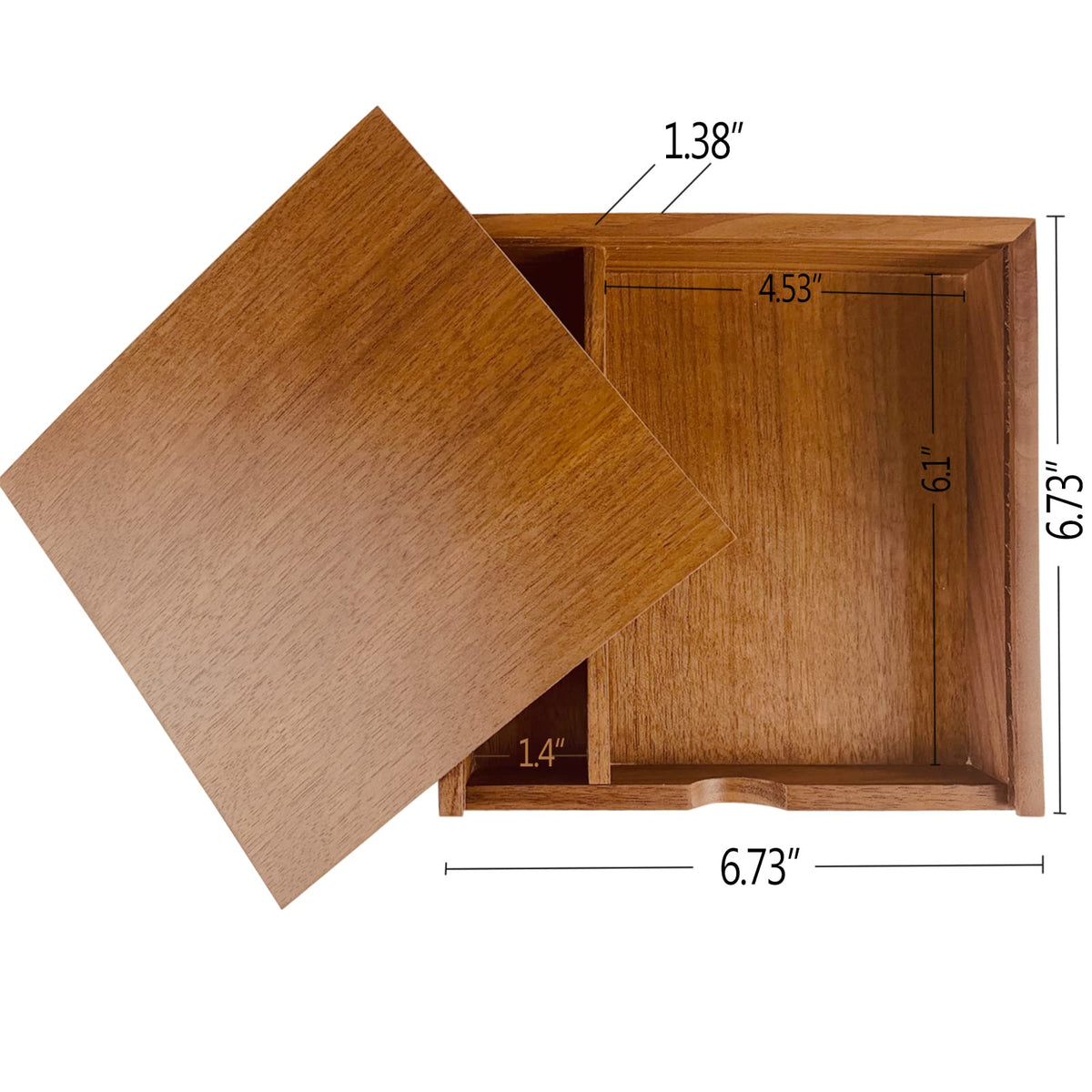 Wood Gift Box with Sliding Top, JBOS Discrete Sliding-Lid Wooden Boxes Photo Box Wedding Memory Box for Friends/Business Partners/Photographers/Clients (Walnut, 6.73x6.73x1.38inch)