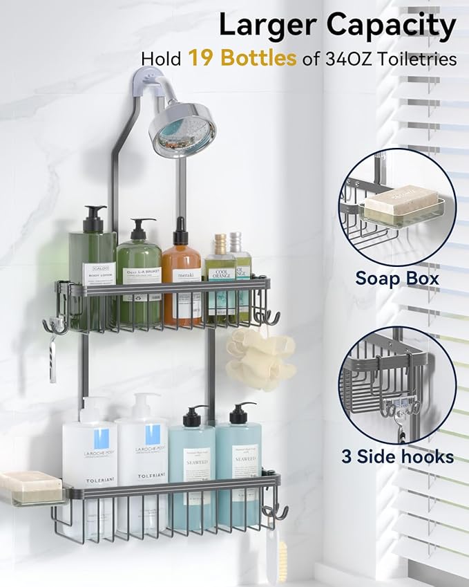 YASONIC Shower Caddy Hanging, Never Rust Shower Organizer Hanging, Aluminum
