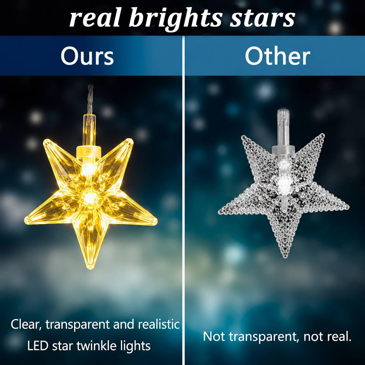 Solar Star Lights Outdoor - 50 LED Solar String Lights Outdoor Waterproof, 30.68ft Solar Powered Star String Lights, Warm White Twinkle Fairy Lights for Garden Fence Yard Decorations, 8 Modes