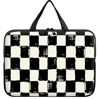 Laptop Sleeve Case Bag 13 inch, Black and White Checkered Slim Carrying Case Durable Handbag Travel Laptop Bag for 13 inch MacBook Air M3/M2/Pro M2/ 13" iPad Pro/Air M4/M2 2024