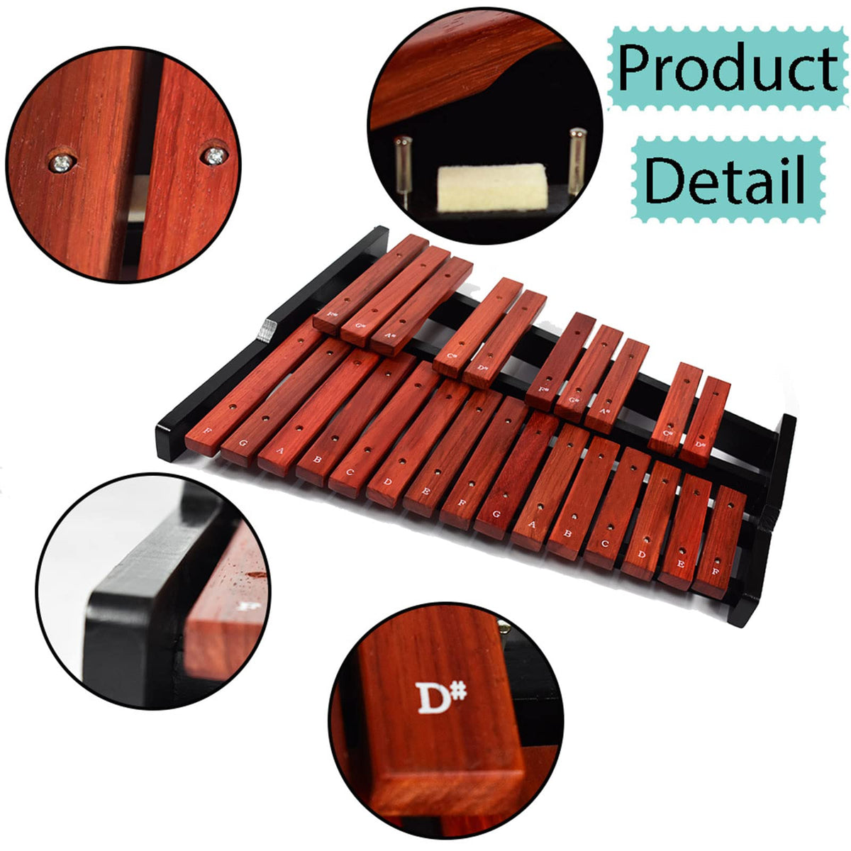 TNZMART 25 Note Xylophone Wooden Glockenspiel Xylophones with Mallet Professional Percussion Instrument (Xylophone)