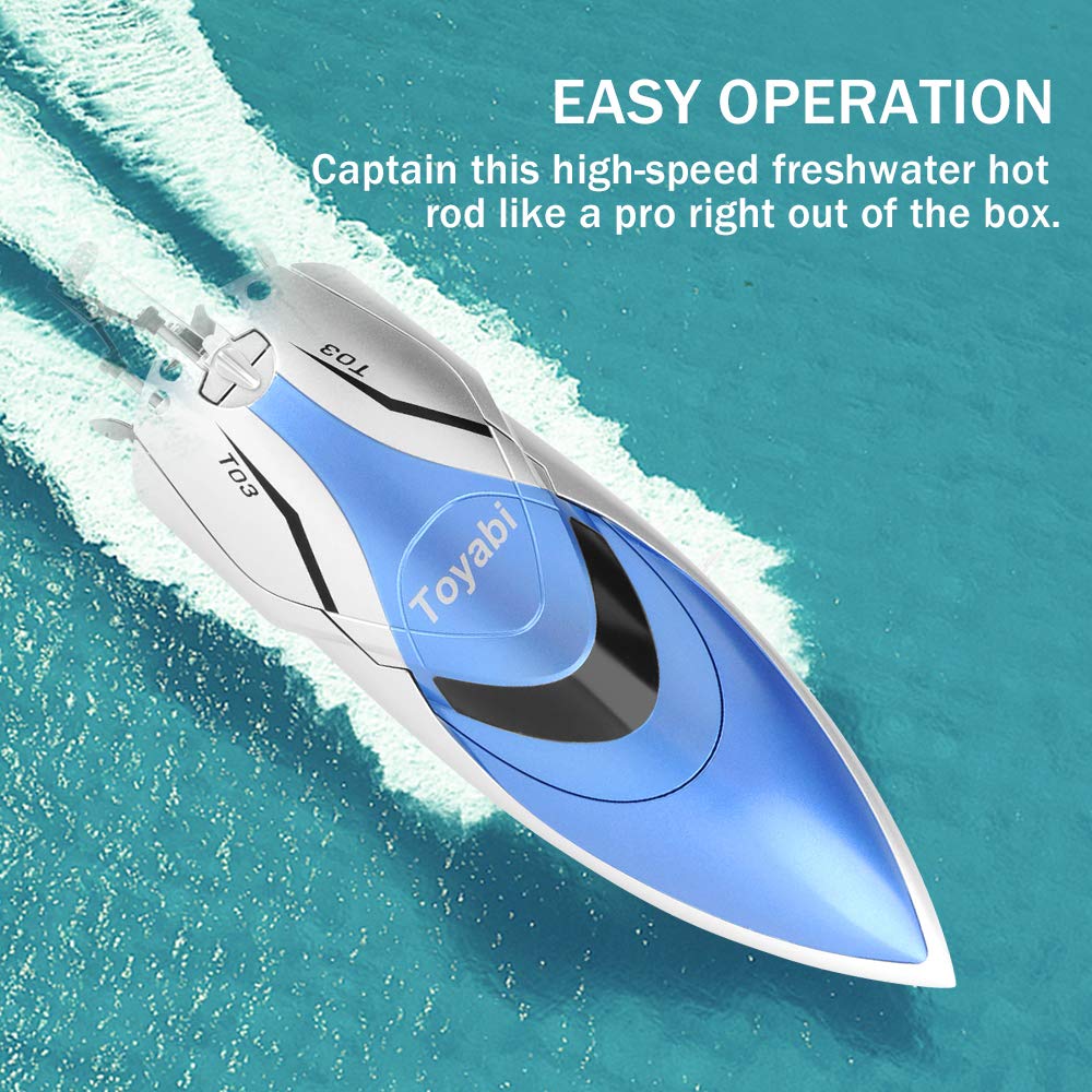 GizmoVine RC Boat, 2.4GHZ 15MPH High Speed Remote Control Boat with 2 Rechargable Batteries, Suitable for Pools/Lakes/Seaside, Double waterproof, Ship Model Gift for Adults & Kids