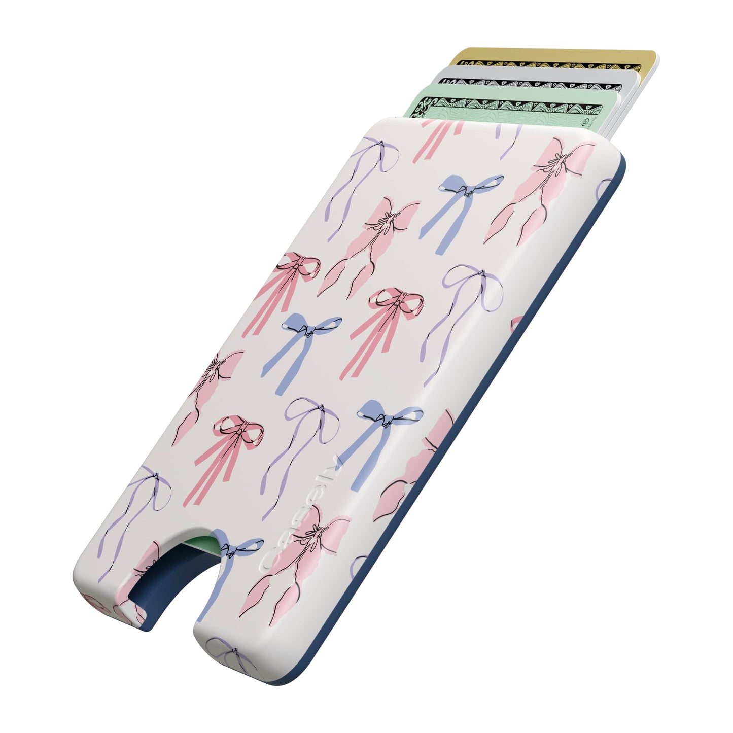 Casely MagWallet | Starfish Wishes | Coral Pink Shimmer | Slim Wallet Card Holder | Compatible with MagSafe | Soft-Touch Hard Silicone | Holds Up to 3 Cards