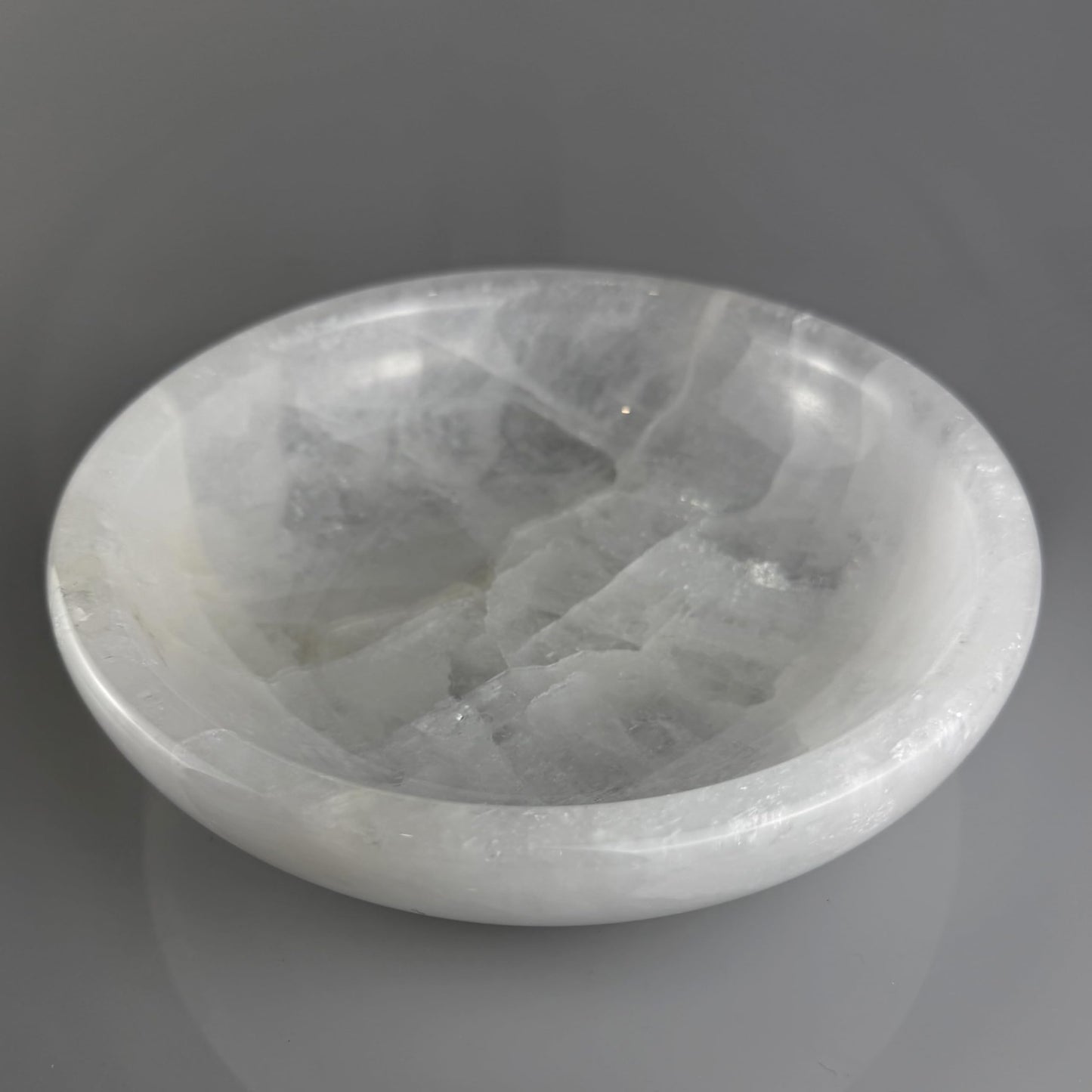 YeasHome Calcite Stone Bowl, Pure White, Natural Marble Crystal 20cm