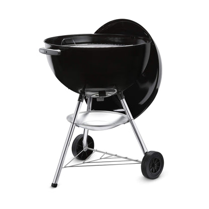 Weber Bar-B-Kettle Charcoal Barbecue/Porcelain-Enamelled Lid & Bowl, 57 cm Cooking Surface, Ash Collection Tray, Tripod Stand and Wheels, Black/Silver