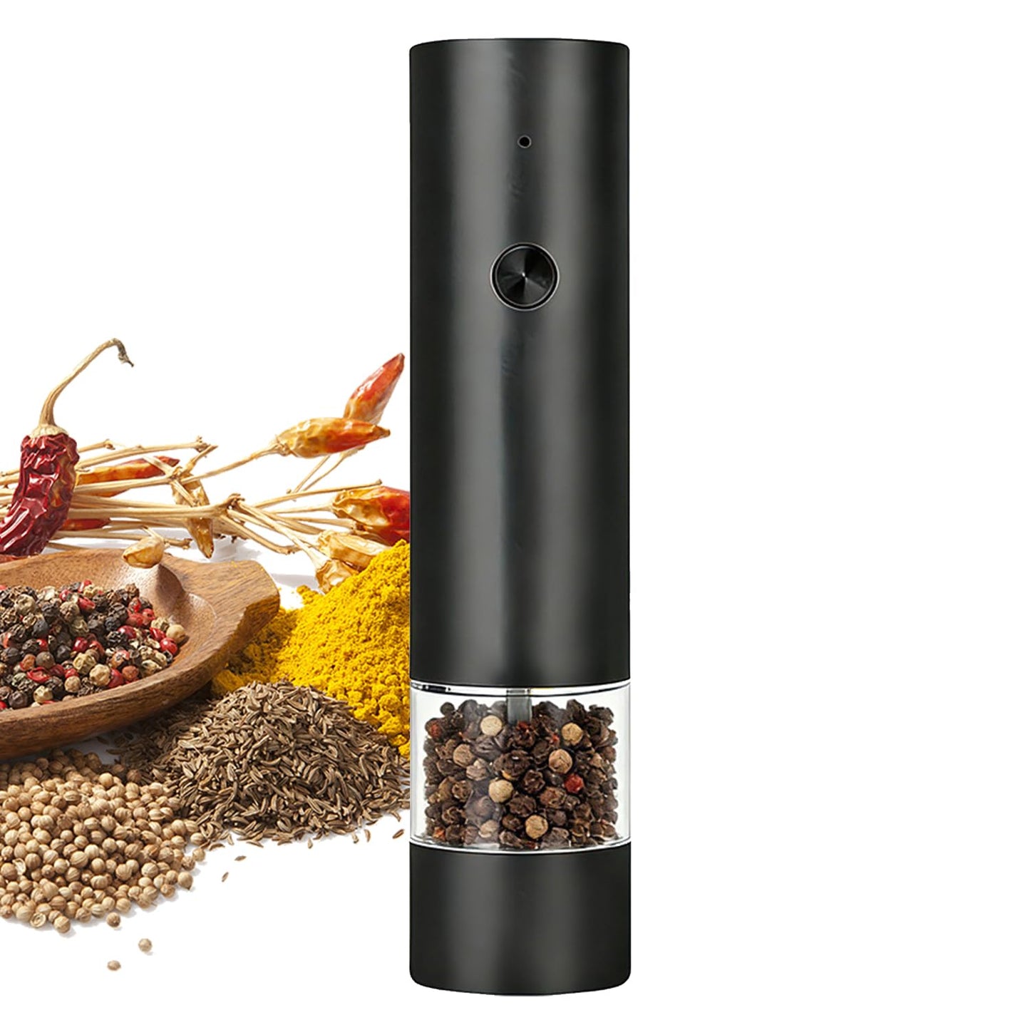 Lecroooi Electric Pepper or Salt Grinder, Automatic Pepper Mill with LED Light, Rechargeable Adjustable Coarseness Salt & Pepper Mill, Ideal for Kitchen, Outdoor, BBQ (1 Pack,Black)