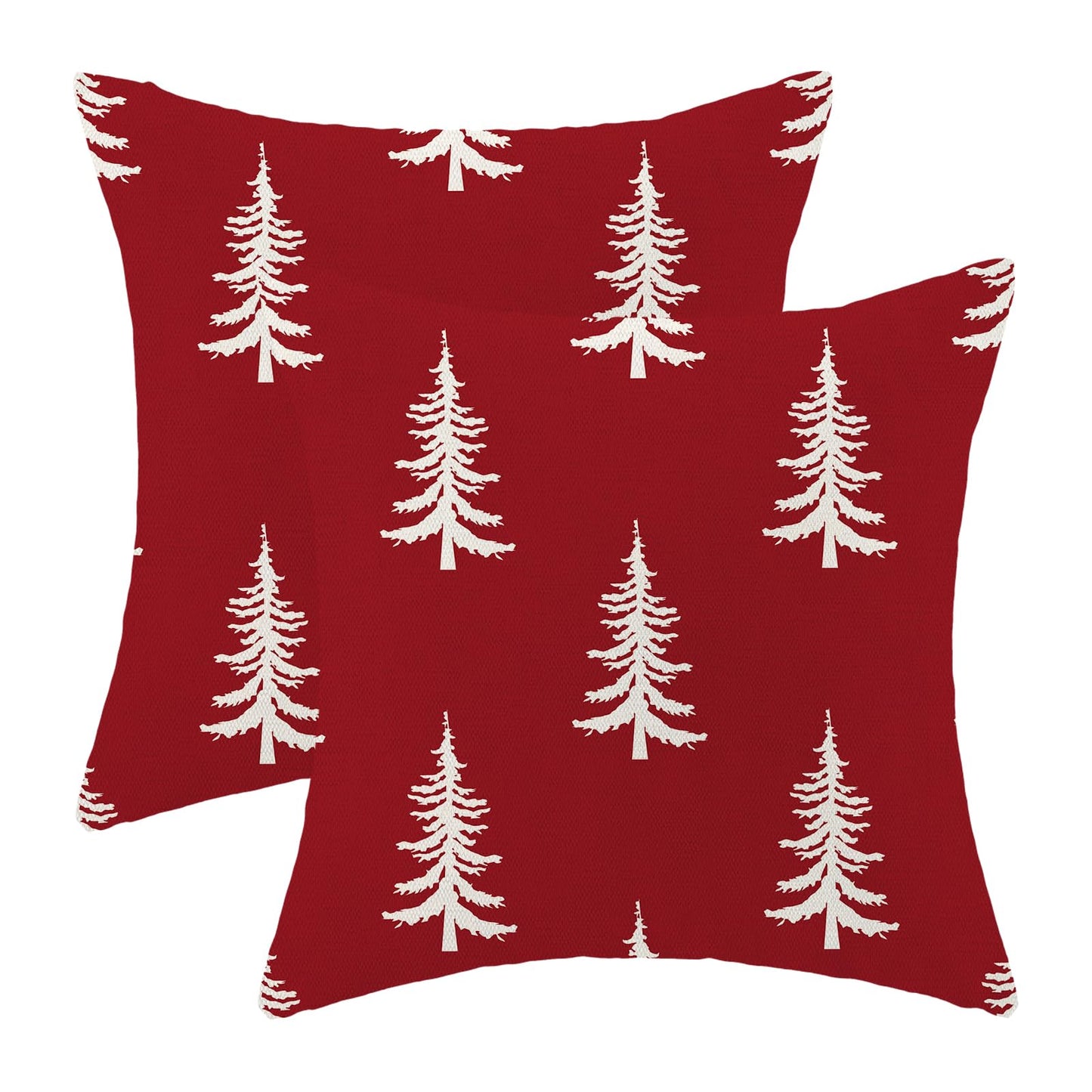 CXMEIFLY Christmas Pillow Covers 18x18 Inch Set of 2 Red Cream Christmas Tree Decor Throw Pillows Winter Xmas Holiday Outdoor Cushion Cases for Couch Bed Decorations