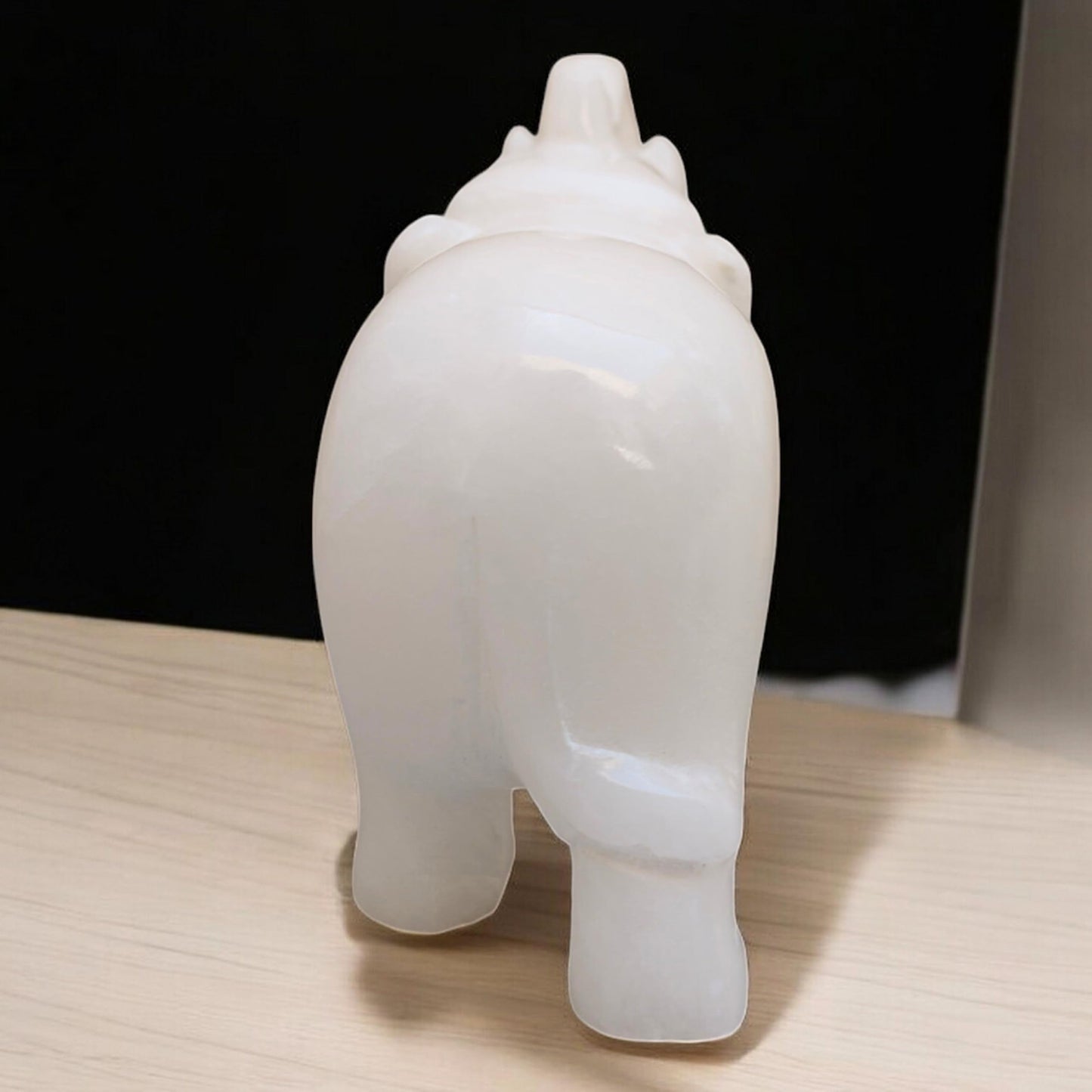 Elephant Statue Idol Murti White Onyx Marble Home Decor | Hand Carved Trunk Up Elephant Figurine for Living Room Office Table Item Gift for Wedding Birthday & Anniversary Collectible (3.25"inch)