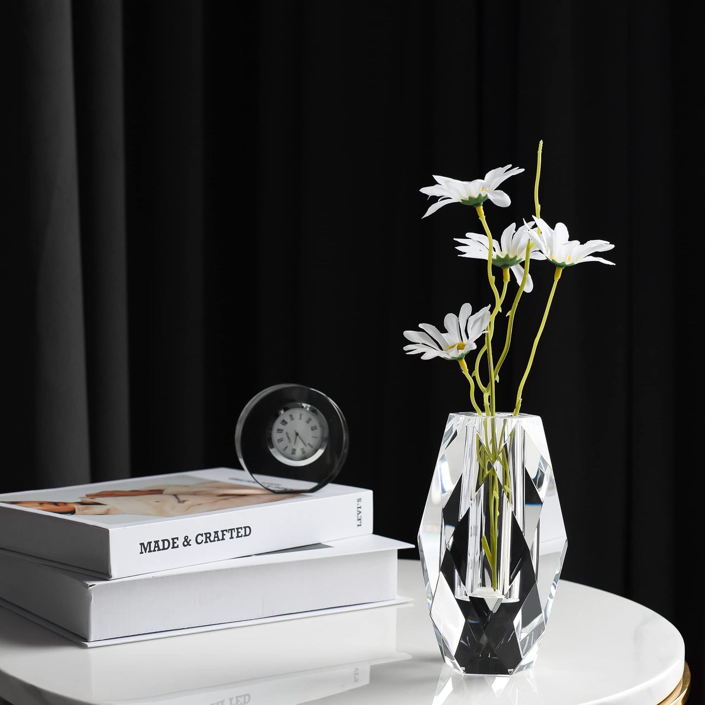 Donoucls Crystal Flower Vases Decorations 6" for Home Wedding Christmas or Gift - Clear with Gift Box