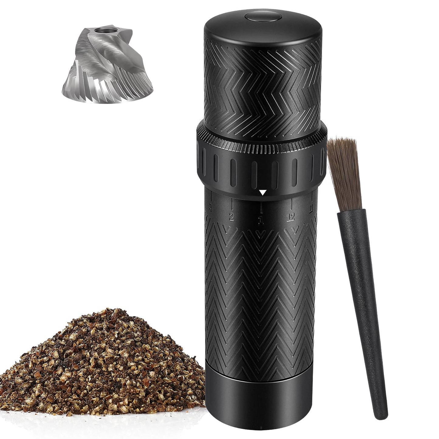 Heavy Duty Manual Pepper Grinder Mill - 10X Fast Grind & External 12-Level Coarseness Adjuster, Aerospace Aluminum with Steel Burr for Kitchen, BBQ and Restaurant