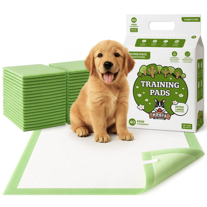 Pogi's Dog Training Pads with Sticky Tabs – Eco-Friendly, Odour Blocking & Super Absorbent – 40-Pack (60 × 90 cm)