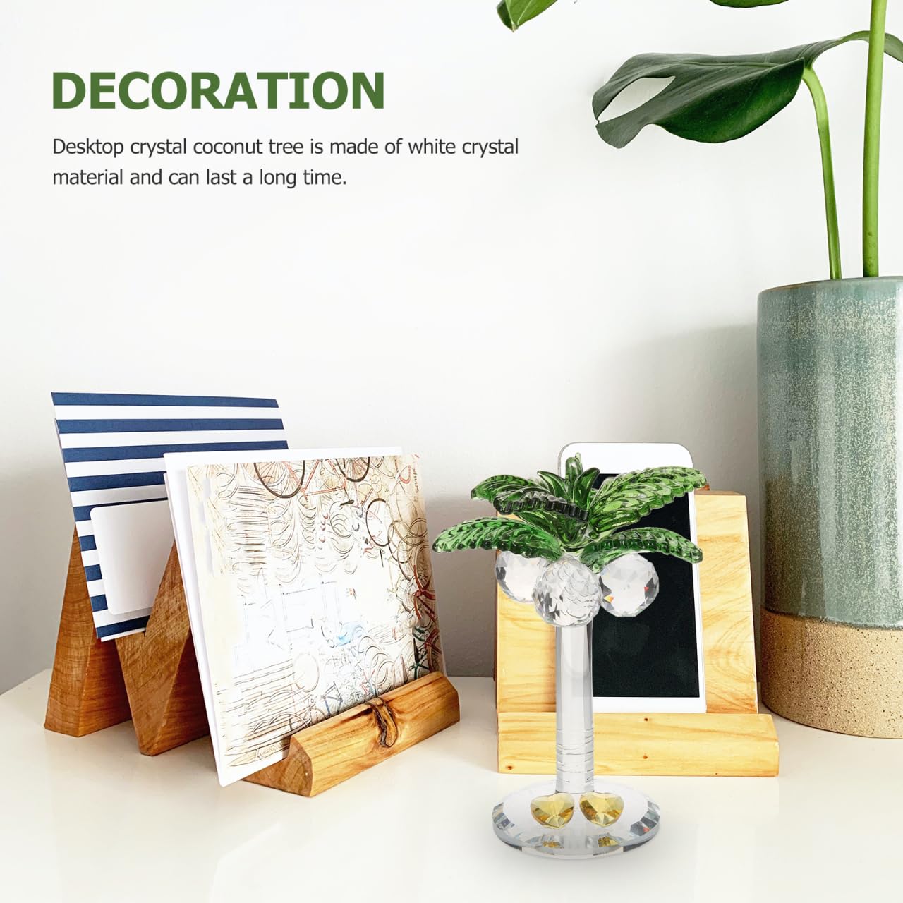jojofuny Crystal Coconut Tree Ornament 3.93In Artificial Palm Tree Figurine Decorative Collectible Artwork for Home Office Desktop Decor