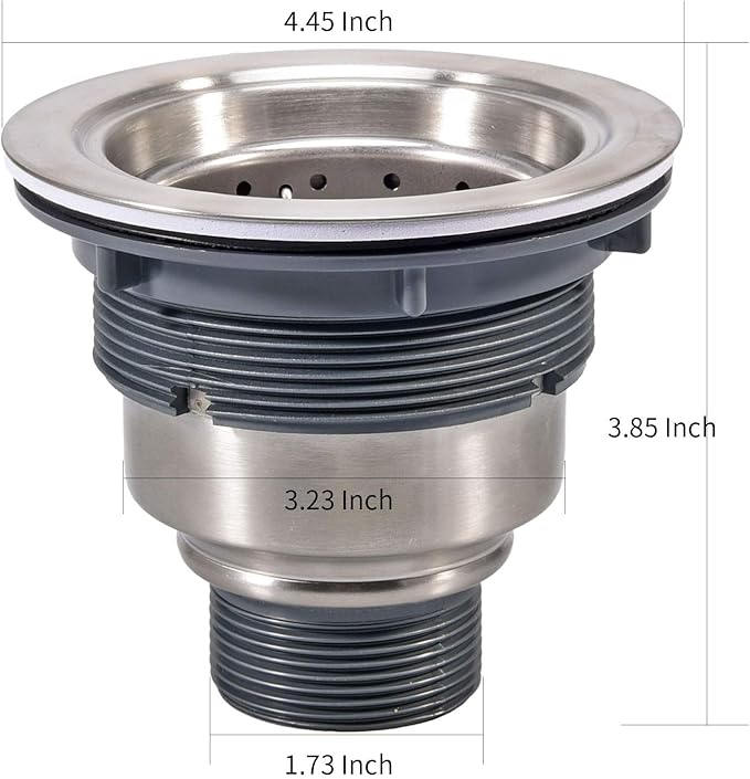 3-1/2 Inch Sink Drain Assembly Kit, Removable Deep Sink Strainer Basket