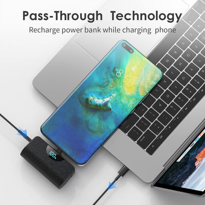 Mini Portable Charger USB-C Power Bank 5200mAh,Ultra Compact LCD Display Battery Pack Backup Charger Compatible with iPhone 17/17 Air/17 Pro/17 Pro Max/16/16 Plus/16 Pro Max/15 Series,Samsung-Green