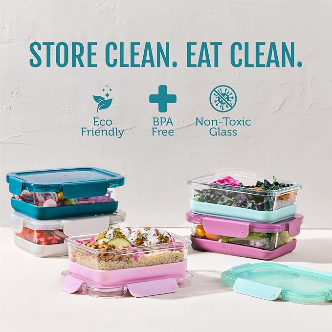 Ello Duraglass 3.4 Cup Meal Prep Sets 10Pc, 5 Pack Set- Glass Food Storage