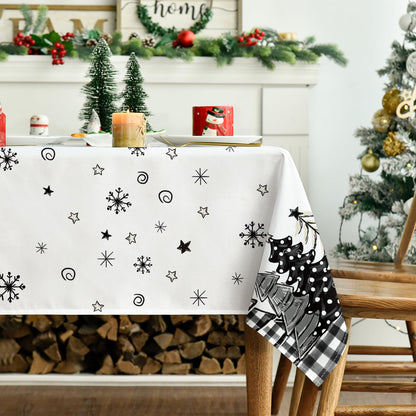 Horaldaily Christmas Tablecloth 60×84 Inch Rectangular, Christmas Trees Buffalo Plaid Black Washable Table Cover for Party Picnic Dinner Decor