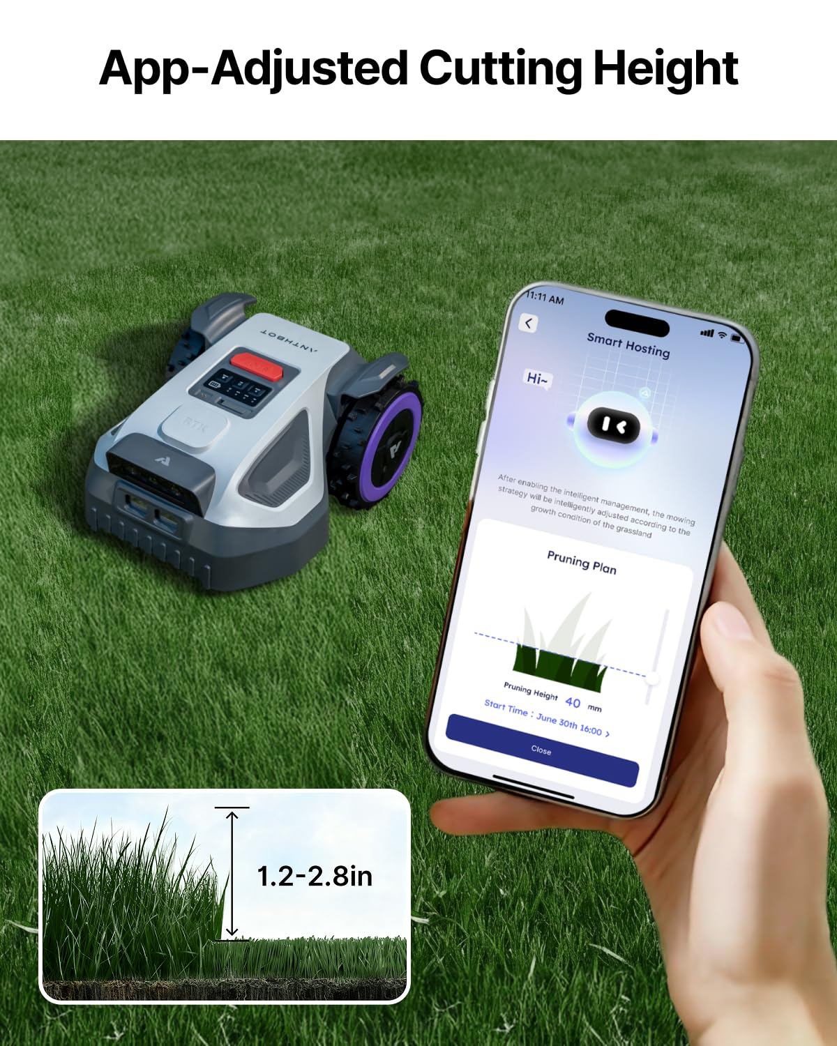 ANTHBOT M9 Robot Lawn Mower 1/4 Acre, Dual Vision+Full-Band RTK Robotic Lawnmower, No Perimeter Wire, App Control Obstacle Avoidance, 45% Slope, Cutting Height, Multi-Zone Mapping