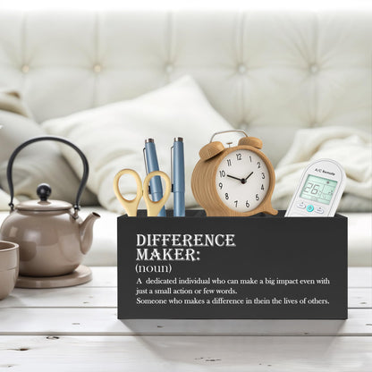 FITIE Difference Maker Gift Pencil Pen Holder for Desk, Appreciation Thank You Gifts for Coworkers Employees Boss Teacher Mentor Wooden Pencil Holder Organizer for Home Office Desk Accessories