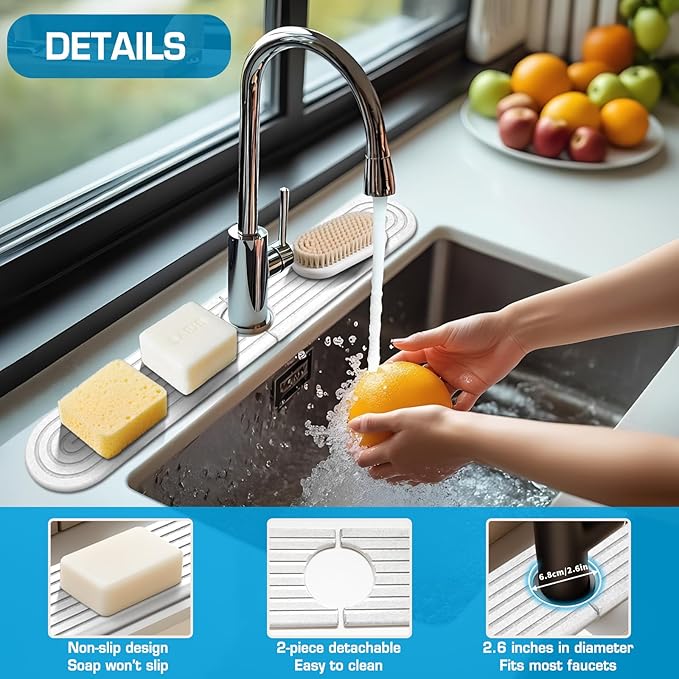 Diatomite Stone Faucet Mat For Kitchen Sink-Absorbent Fast Drying Stone Sink