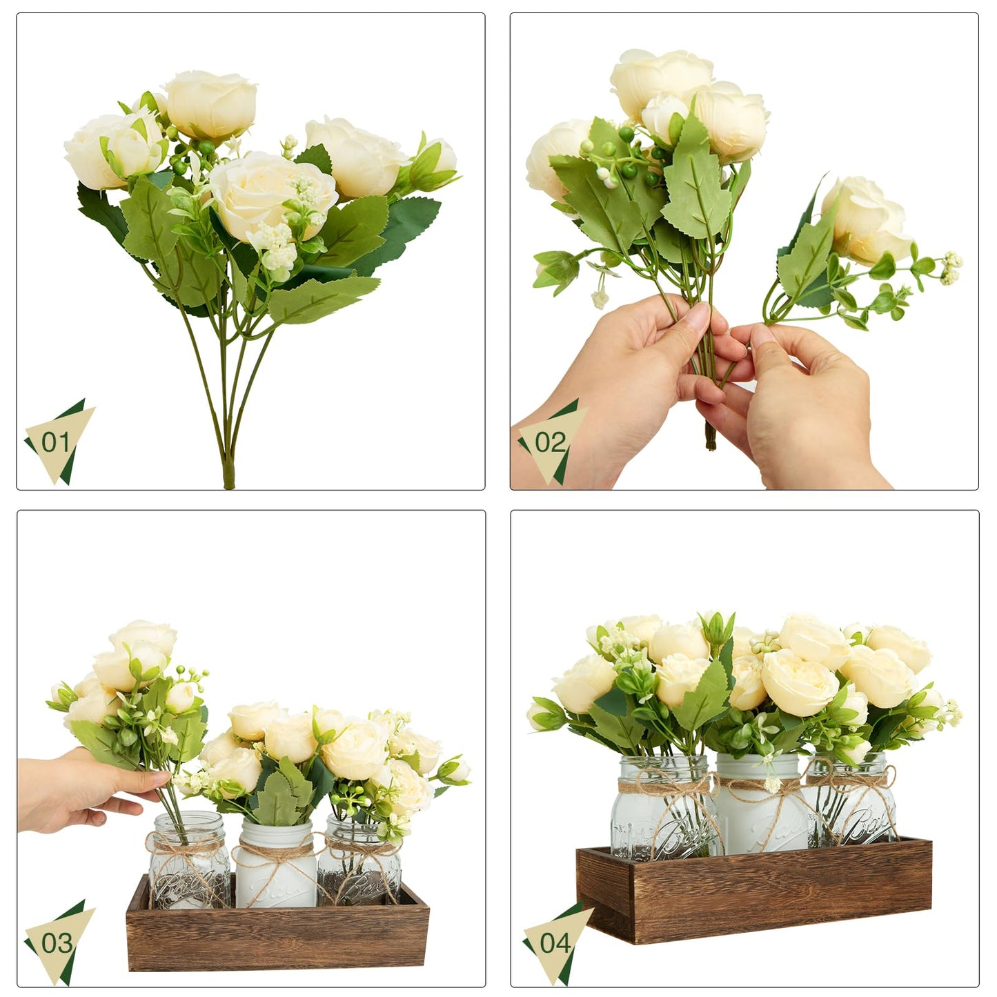 XXXFLOWER 3 Pcs Mason Jars Lights Fall Table Centerpieces - Birthday Gifts for Women Mom Wife,Indoor Decors for Farmhouse Coffee Table Dining Room Kitchen Wedding