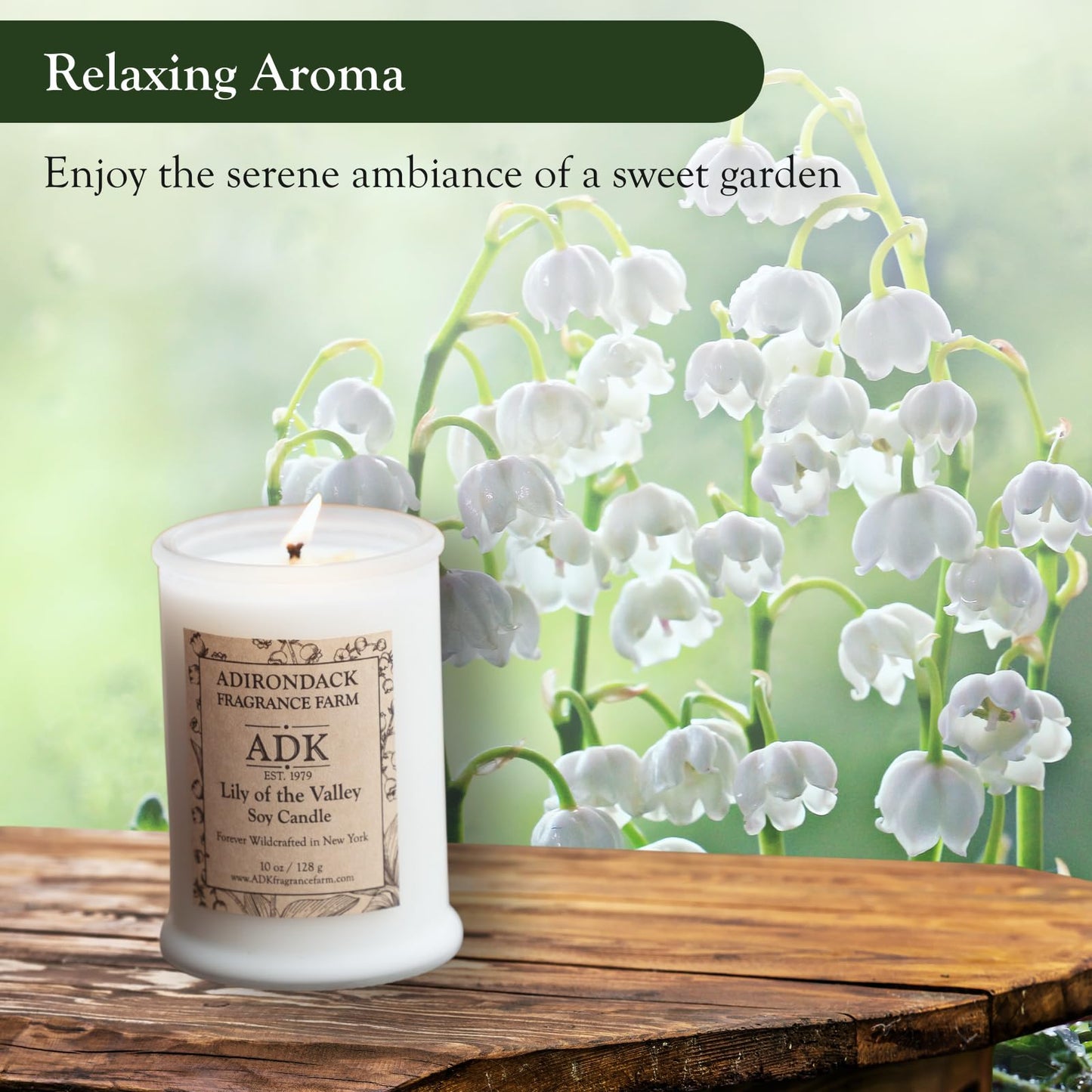 ADK Lily of The Valley Scented Candle, 10 Oz Aromatherapy Candle, Proudly Poured in The USA, Natural Wax for Relaxation and Home Décor, for Gift, Kitchen, and Living Spaces