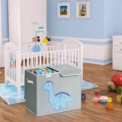 DIMJ Toy Box Storage, Large Storage Box with Lid Foldable Kids Toy Chest with Handle Cartoon Toy Organiser Divider Fabric Basket Bins for Boys, Girls, Clothes, Blankets, Nursery, Home Storage (Grey)