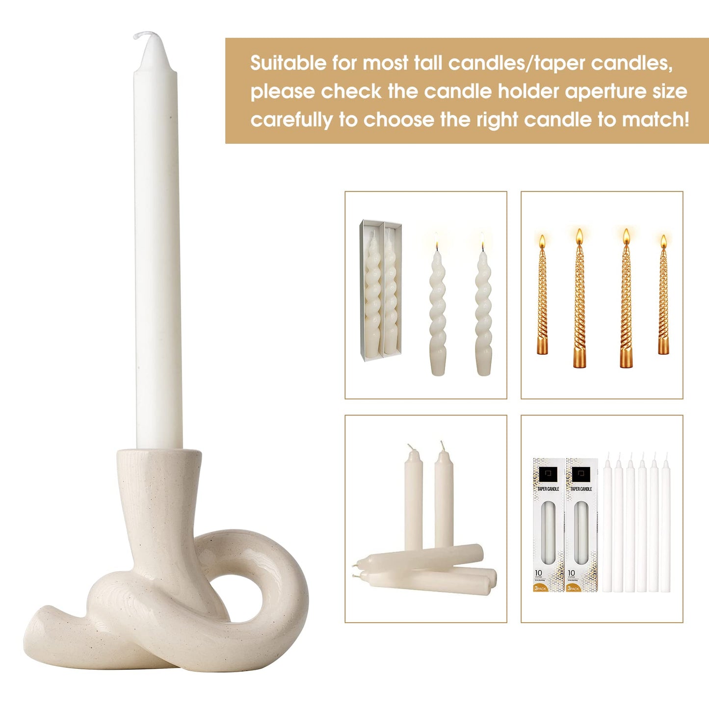 2 Pcs Pretty Ceramic Candle Holder, Modern Abstract Art Candlestick Holder Set, Table Centerpiece Taper Candle Holders Decorations for Home Decor Wedding, Dinning, Party, Mantel, TV Stand, and Kitchen