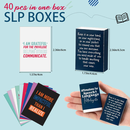 Tinlade 400 Pcs/10 Set Speech Therapist Appreciation Week Gift Thank You Cards with Positive Box Mini Inspirational Cards Funny Quote Bulk for SLP Teacher New Nurse Medical Assistant Nusing Essentials