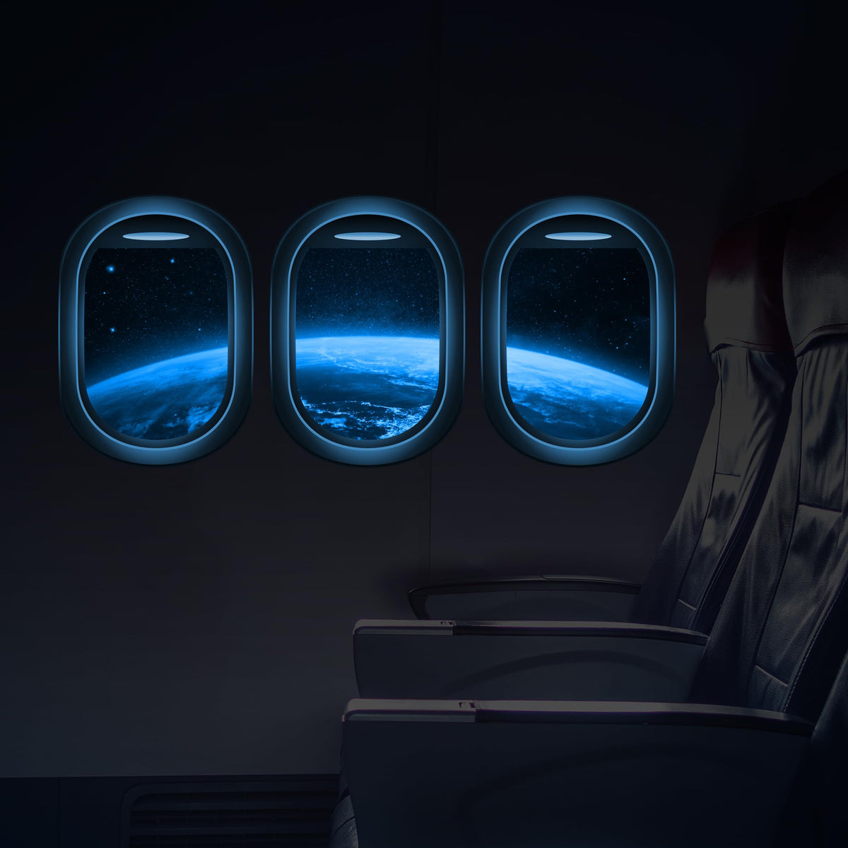 Glow in The Dark 3D Space Wall Decals, Set of 3 Galaxy Window Stickers for Wall, Space Themed Room Decor for Kids Boys (Blue)