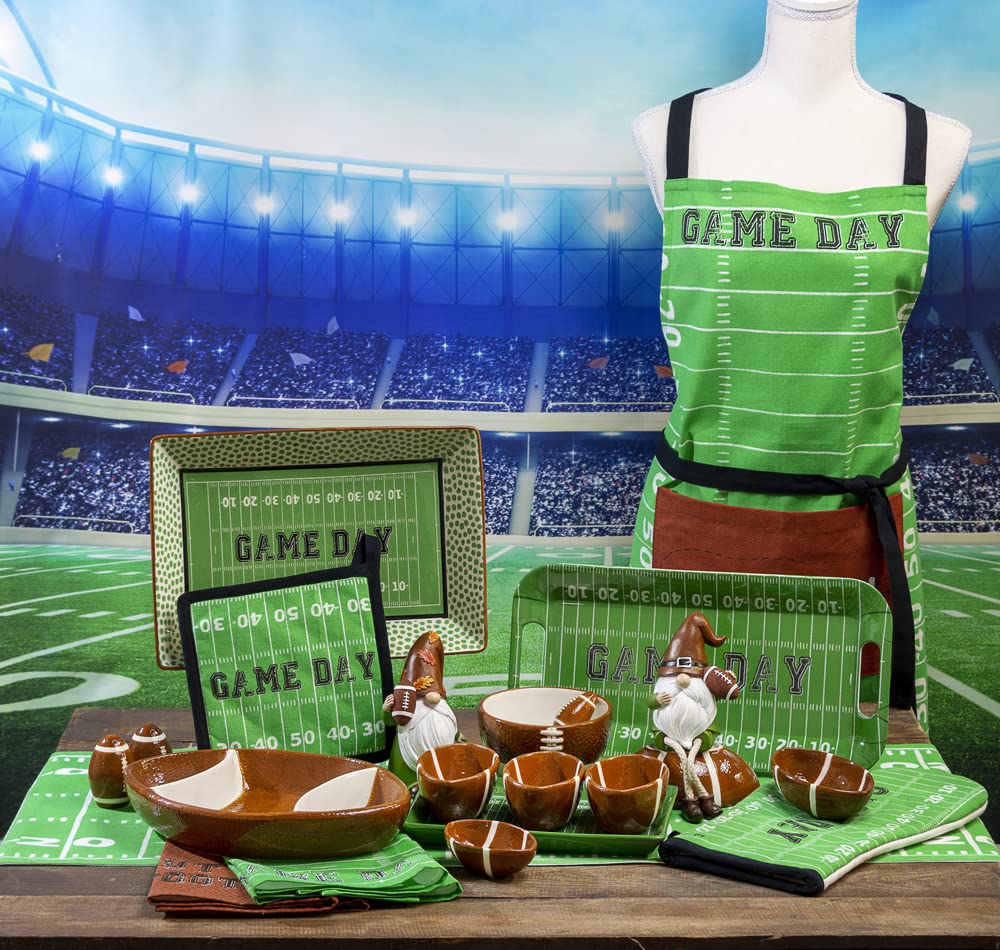Boston International Chip and Dip Set, Super Bowl Football Party Ceramic Serving Bowls, 12 x 8-inches, Football Fever