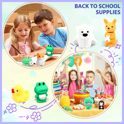 URSKYTOUS 34Pcs Animal Erasers Bulk Cute Desk Pets Kids Puzzle Erasers Take Apart Cool 3D Eraser Mini Pencil Eraser Fun Party Favors for School Supplies Classroom Rewards Easter Egg Fillers Gifts