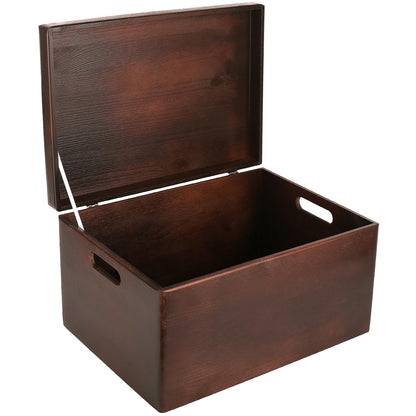 Creative Deco Large Brown Wooden Box Storage with Hinged Lid | 15.8x11.8x9.44in (+-0.5) | Keepsake Decorative Gift Box | Acacia-Like Wood Chest Trunk PRODUCT NOT INTENDED FOR 15 YEARS OR BELOW