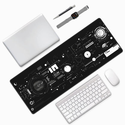 Mechanical Mouse Pad 31.5 X 11.8 Inch Big Desk Rubber Base Stitched Edges Keyboard Pad Spaceship XXL Mouse Mat for Home Game and Office