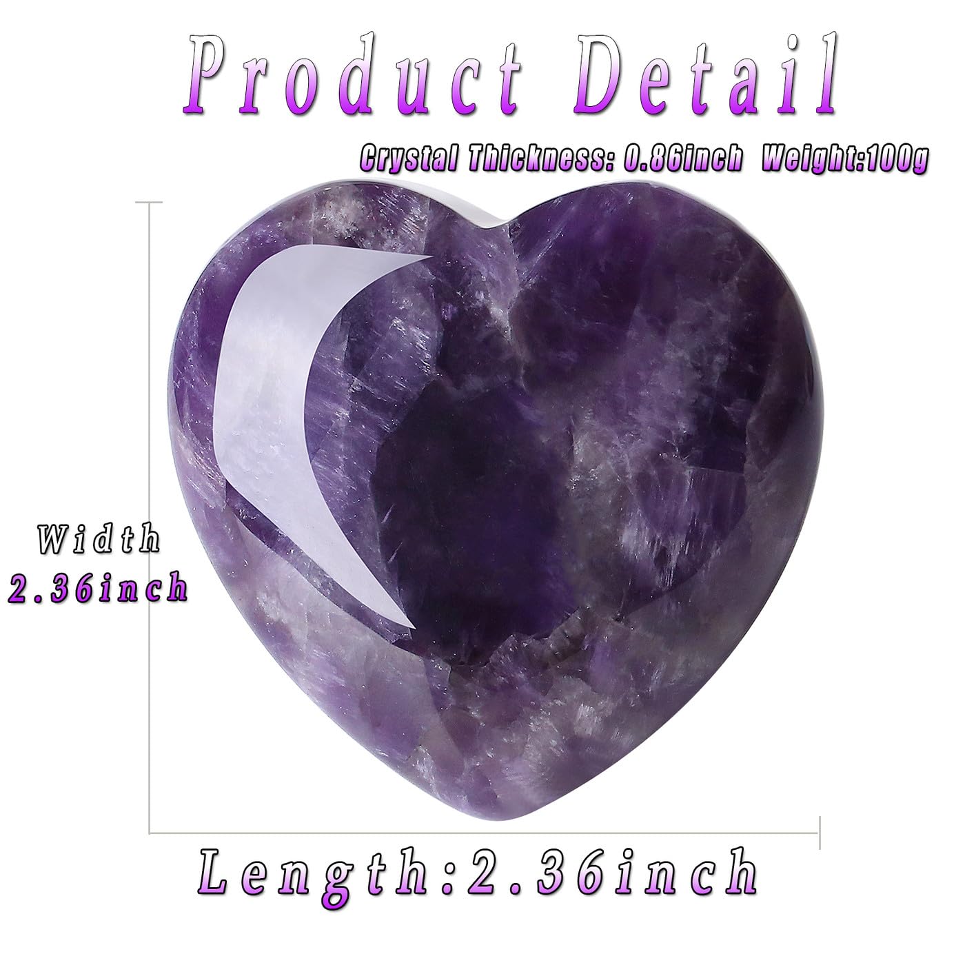 MAIBAOTA 60 mm Amethyst Crystal Rock Large Heart Stone Healing Crystals Gifts for Women Natural Reiki Gemstone Polished Heart Shaped Rocks Meditation