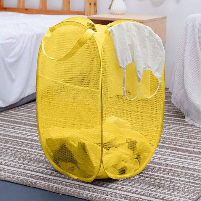 Mesh Pop up Laundry Hamper, Foldable Clothes Hamper Laundry Basket