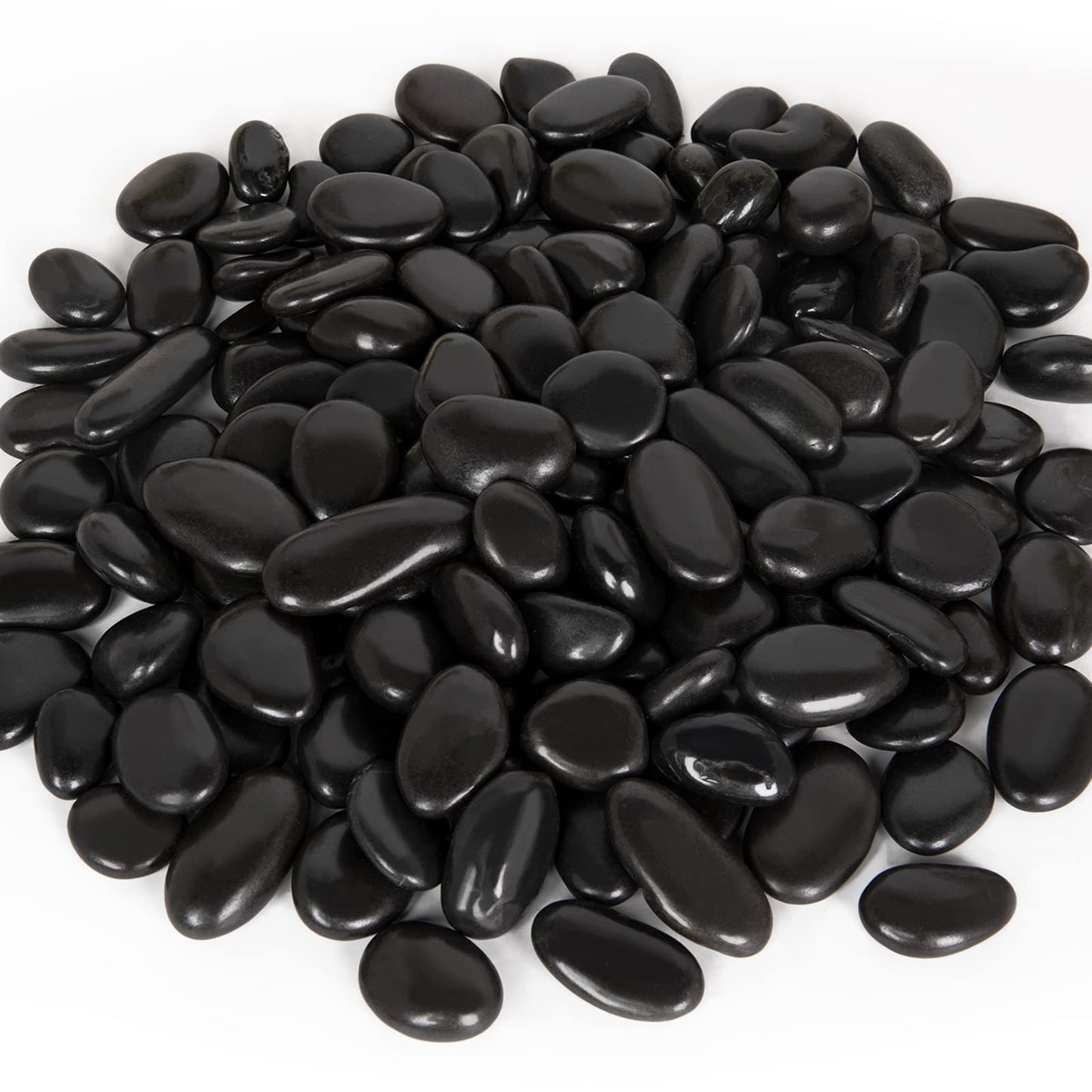 GASPRO 15 lb Black River Rocks for Landscaping, Polished Black Pebbles for Potted Plants & Vases, Large 1-2 Inch Decorative Stones for Garden Beds, Planters & Aquariums Decor