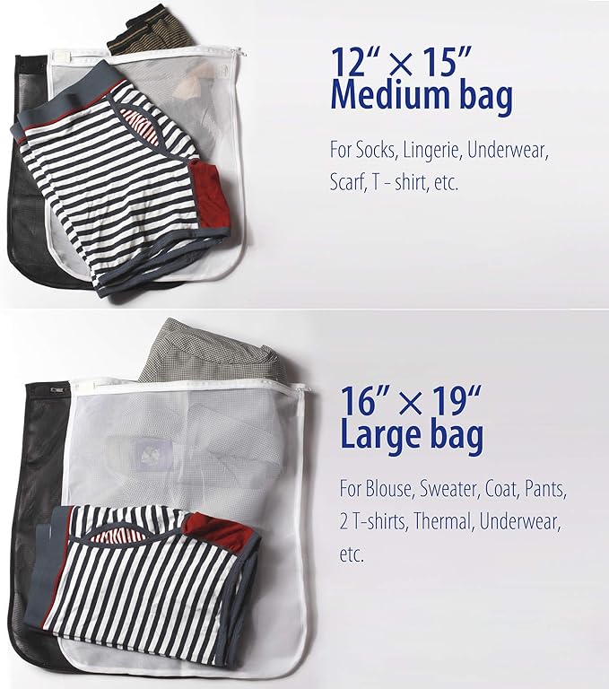 TENRAI 5 Pack Delicates Laundry Bags, Bra Fine Mesh Wash Bag, Protect Best