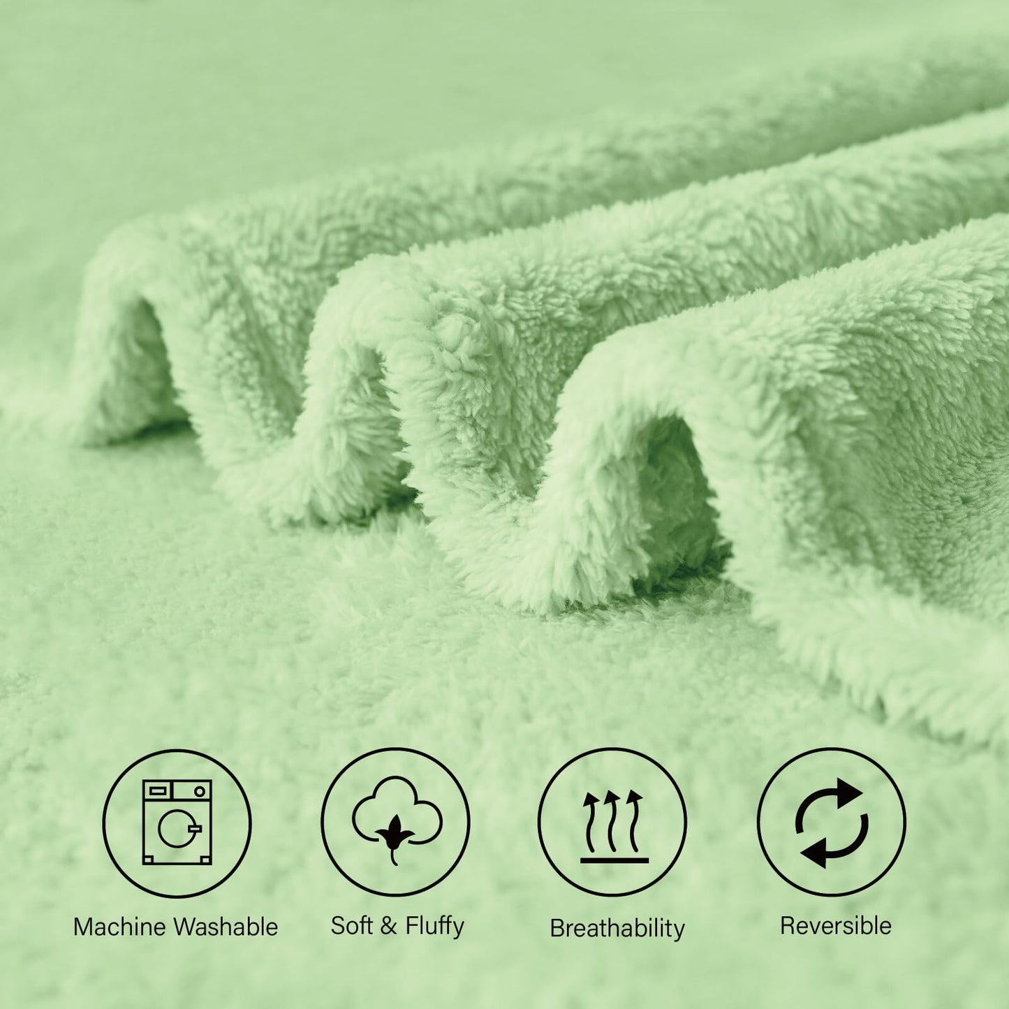 ZYFZCYBL Sherpa Fleece Throw Blanket for Couch, Soft Warm Thick Blanket Cozy Fluffy Microfiber Throw Flannel Double Reversible Luxurious Blankets for Bedroom Livingroom, Sage Green Throw Size 50"x60"