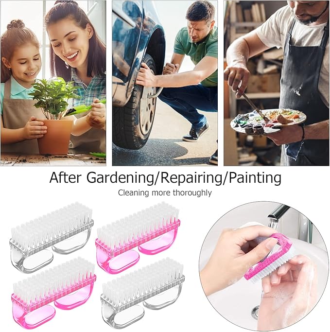 Handle Grip Nail Brush, Hand Fingernail Brush Cleaner Scrubbing Kit Pedicure
