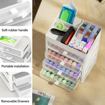 ARTDOT Storage Containers for Diamond Painting Accessories, 4 Drawers with 192 Slots Bead Storage Bottles and Diamond Art Tool Rack