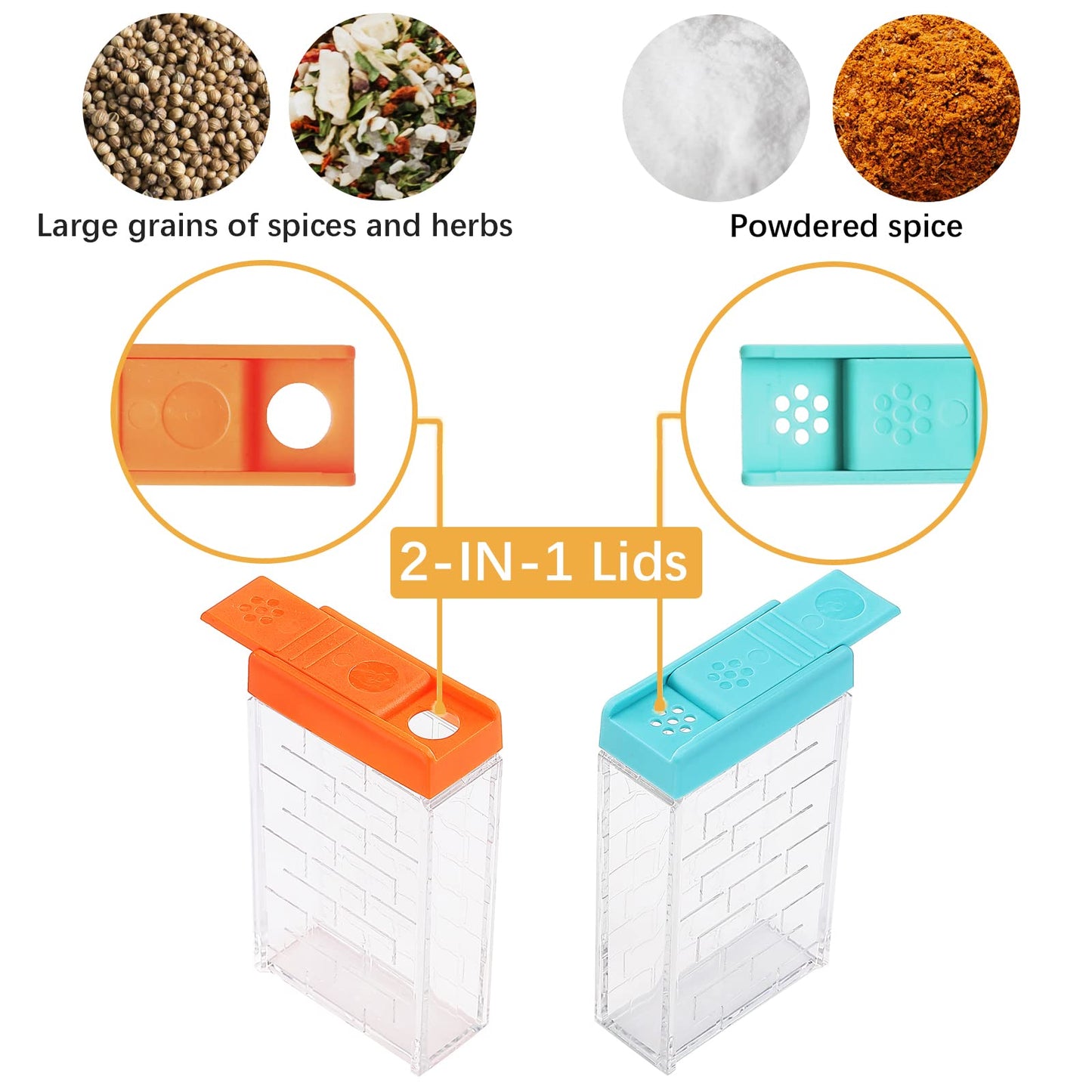 URALFA Mini Salt and Pepper Shakers With Lid, Plastic Spice shaker Seasoning Shaker, Travel Spice Containers without Spices, Brown