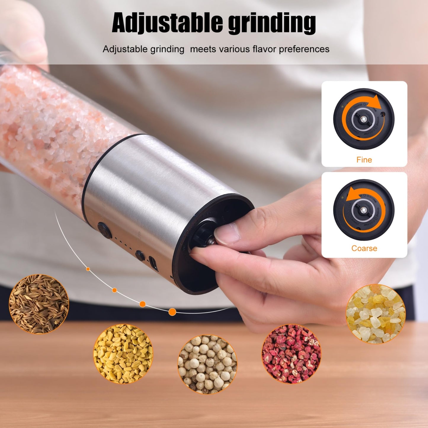 Larger Capacity Electric Salt and Pepper Grinder Set, Rechargeable Salt and Pepper Shakers Set, Kitchen Gadgets Salt and Pepper Mill,Perfect Dad Gifts