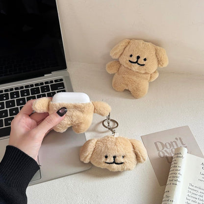 Yatchen Furry Case Compatible with AirPods Pro,Funny Cute 3D Cartoon Plush Dog Design Fluffy Soft Warm Cover Case Carrying Charging Box with Keychain Anti-Fall Protective Case for AirPods Pro