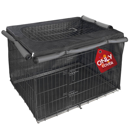 Explore Land Dog Crate Cover for 36 Inches Wire Cage, Heavy-Duty Lattice Pet Kennel Covers Compatible with 1 2 3 Doors Standard Metal Crate (Black)