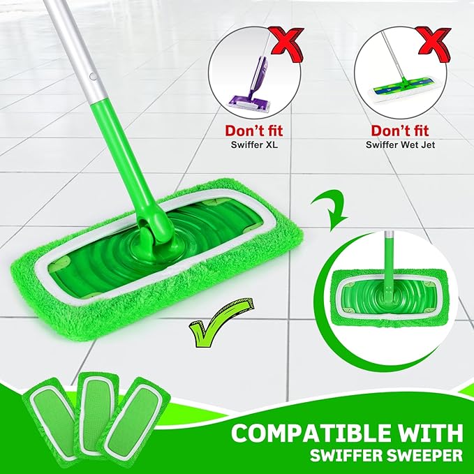 8 Pack Reusable Microfiber Mop Pads Compatible