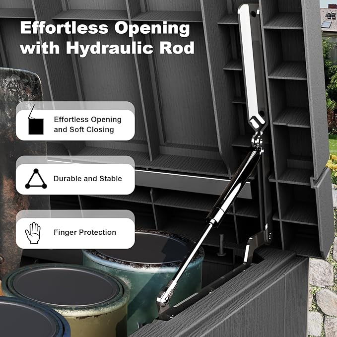 ROJIK Outdoor Storage Housing Deck Box - Waterproof Patio Furniture, Garden Tools, Cushions, Pool Accessories Storage Bench with Lockable Lid and Side Handles (Black 238 Gal)