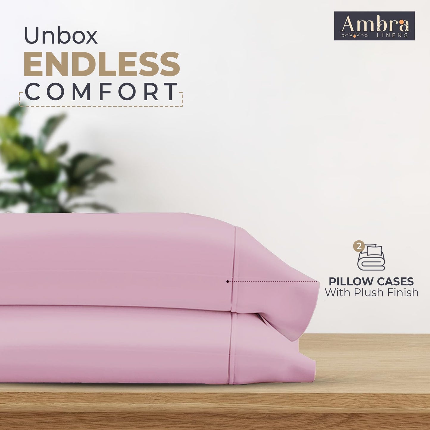 Ambra Linens - Ultra Soft Pillow Protectors 300TC Set of 2 Breathable Pillow Covers 100% Protection Against Stains, Dust & Dirt - Machine Washable